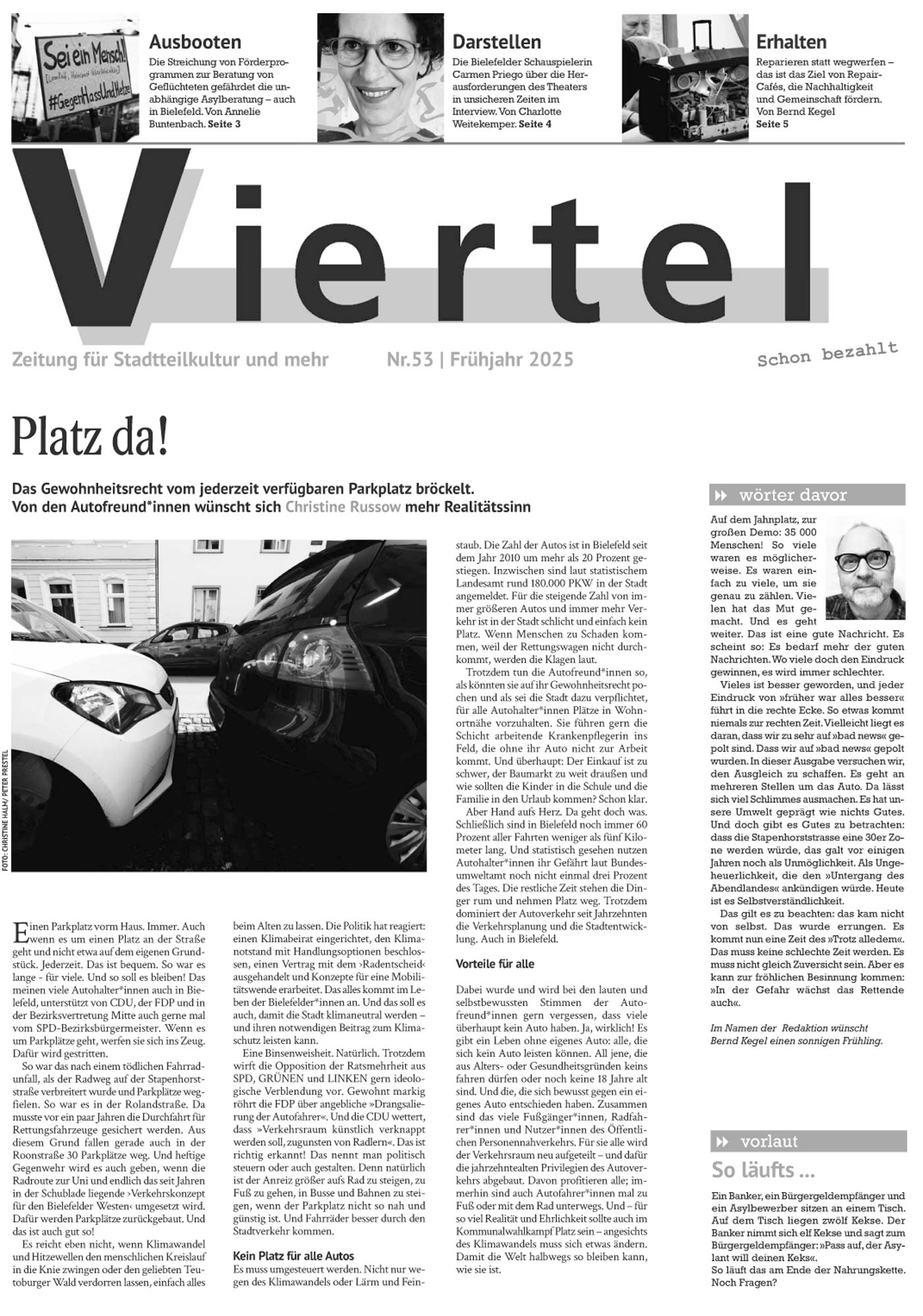 Die aktuelle Ausgabe der Stadtteilzeitung "Viertel"